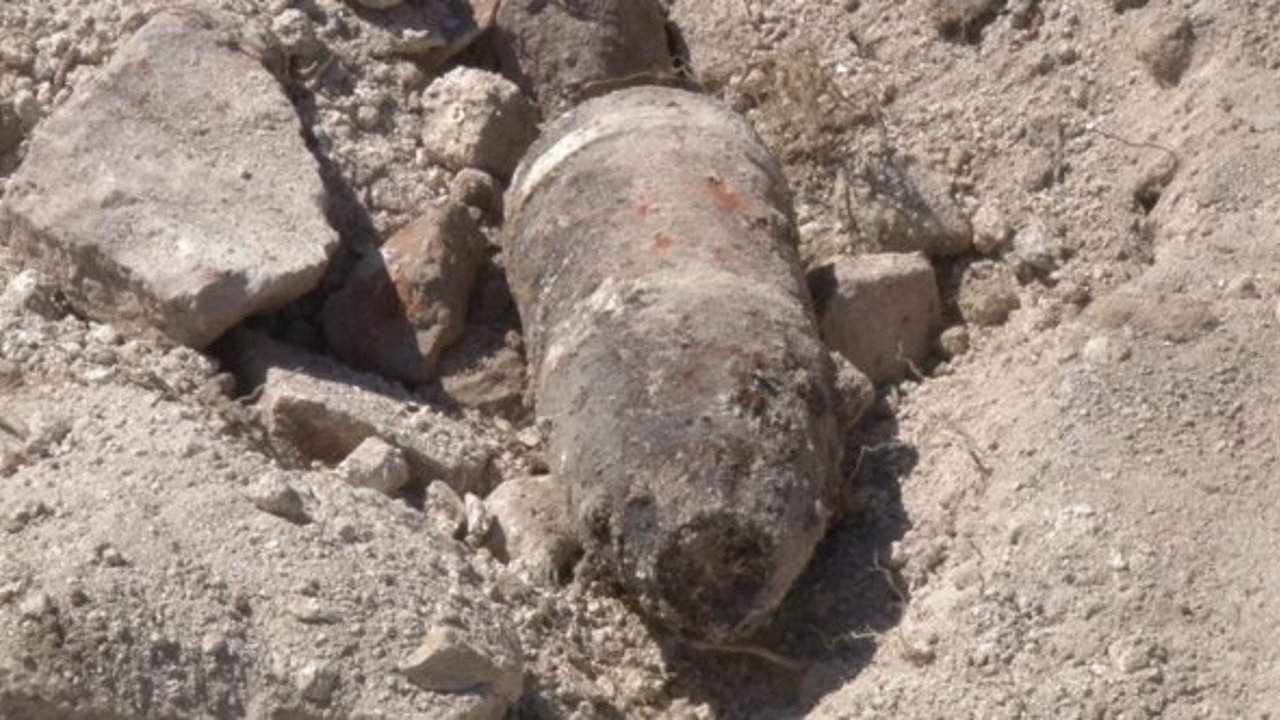 Edirne Saray kazılarında Balkan Savaşı’ndan kalma patlamamış top mermisi buldu