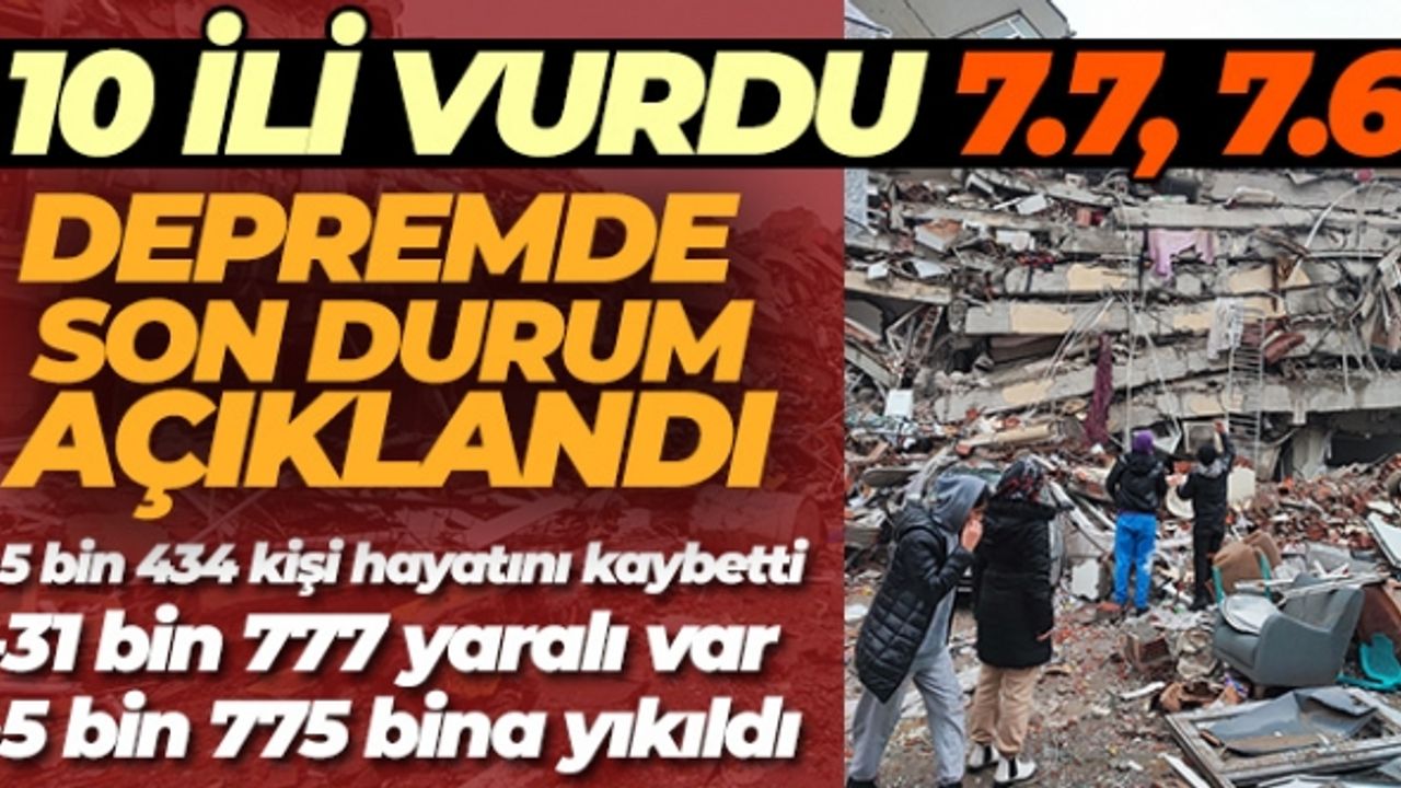Depremde can kaybı sayısı 5 bin 434 'e yükseldi