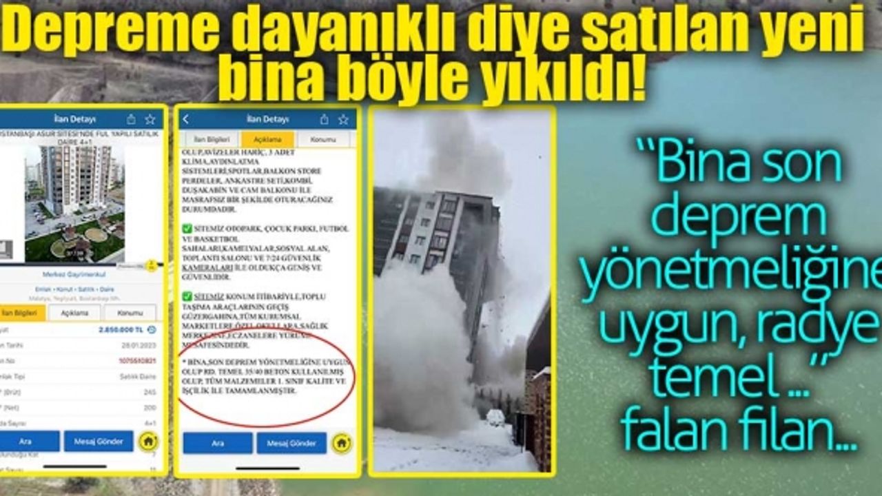 Malatya'da neredeyse 3 milyon lira fiyat istenen sözde depreme dayanıklı bina depremde yerle bir oldu