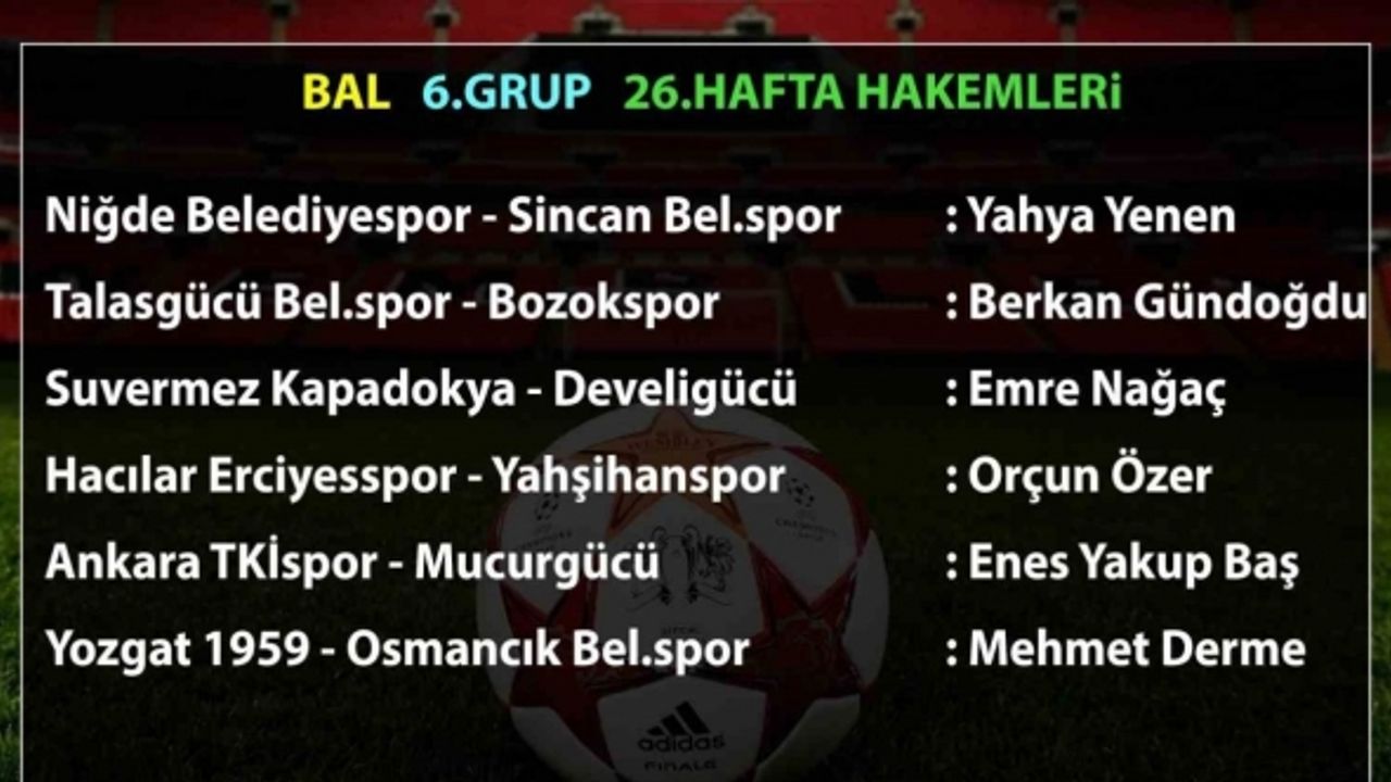 BAL 6. Grup’ta 26. hafta maçlarının hakemleri açıklandı