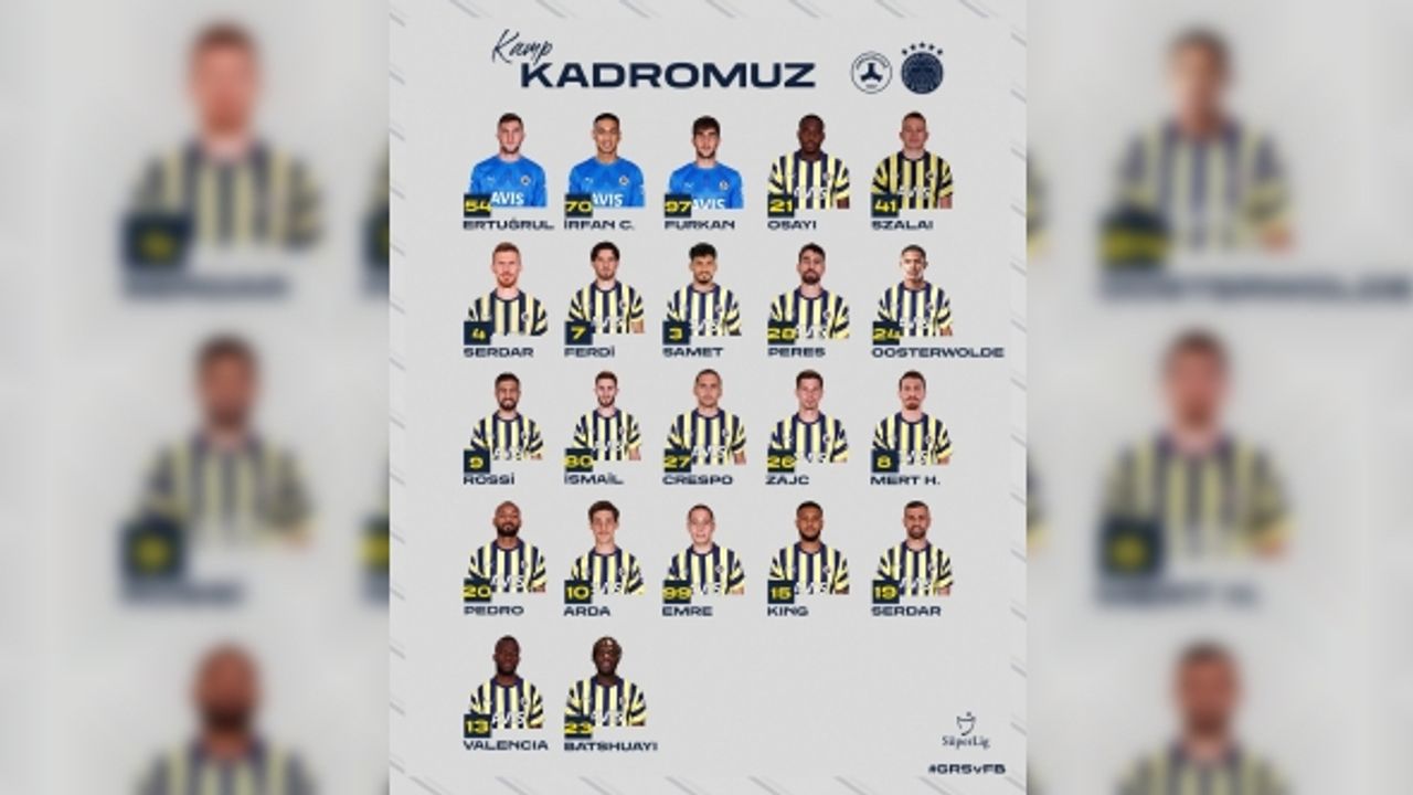Fenerbahçe’nin, Giresunspor maçı kamp kadrosu belli oldu