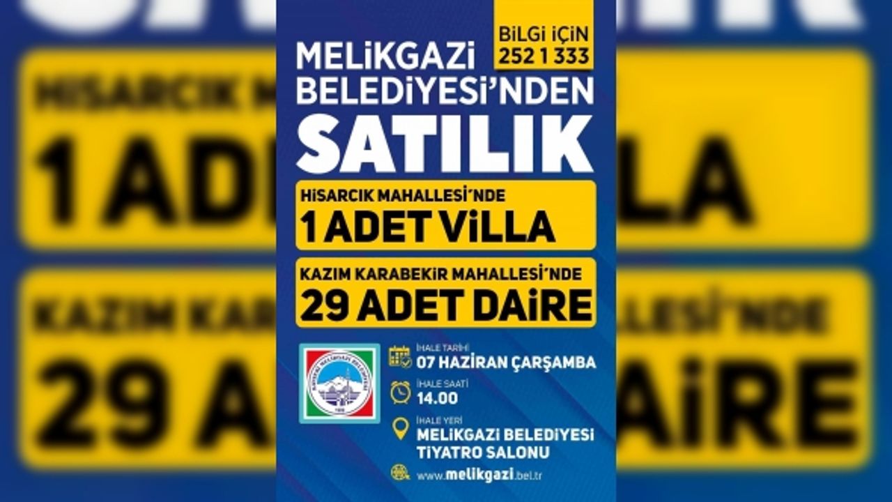 Melikgazi; 29 Daire ve 1 Adet Villa İçin Satışa Çıkıyor