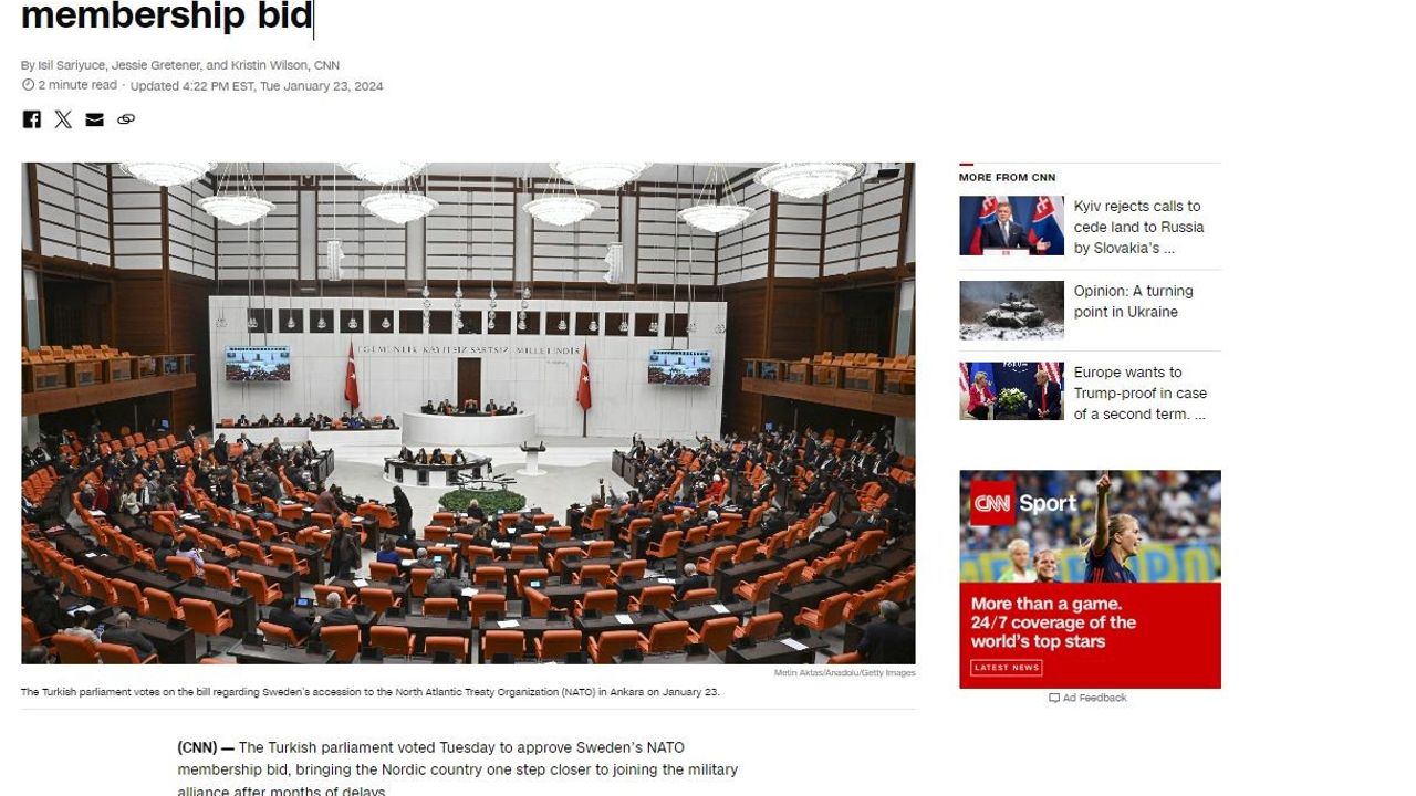 Türkiye'nin İsveç'in NATO protokolüne onayı dünya basınında