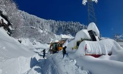Artvin Camili bölgesinde karla mücadele çalışmaları havadan görüntülendi