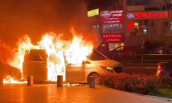 Bursa'da büyükşehir belediye başkan adayının makam aracı alev alev yandı