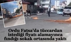 Randıman düşük gelince istediği fiyatı alamayan şahıs fındığını sokak ortasında yaktı