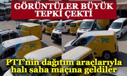 PTT çalışanlarının dağıtım araçlarıyla halı saha maçına gitmeleri büyük tepki çekti!