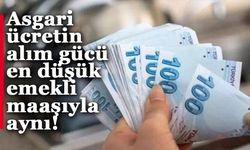 Asgari ücretin alım gücü en düşük emekli maaşıyla aynı!