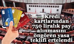 Limiti 100 bin lira ve üzerindeki kredi kartlarından 750 liralık pay alınmasını öngören yasa teklifi ertelendi