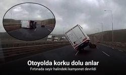 Fırtınada seyir halindeki kamyonet devrildi