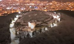 Aydos Kalesi karlar altında havadan görüntülendi