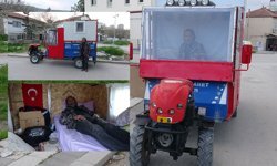Tarım aracını karavana çeviren vatandaşın yaşam mücadelesi