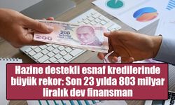 Esnaf ve sanatkarlara sağlanan hazine destekli kredilerin tutarı son 23 yılda 803 milyara ulaştı