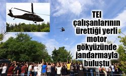 Jandarma T70 helikopterinden motorunun üretildiği TEI'ye selamlama uçuşu