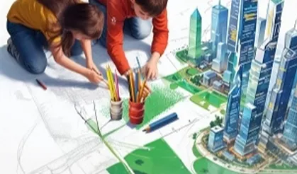 Çocuklar geleceğin şehirlerini çiziyor
