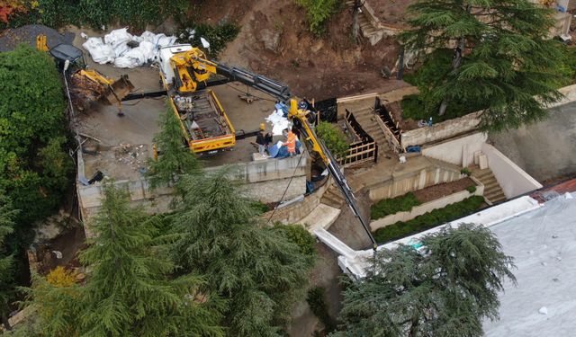 Boğaz'a nazır kaçak villada yapılan çalışmalar havadan görüntülendi