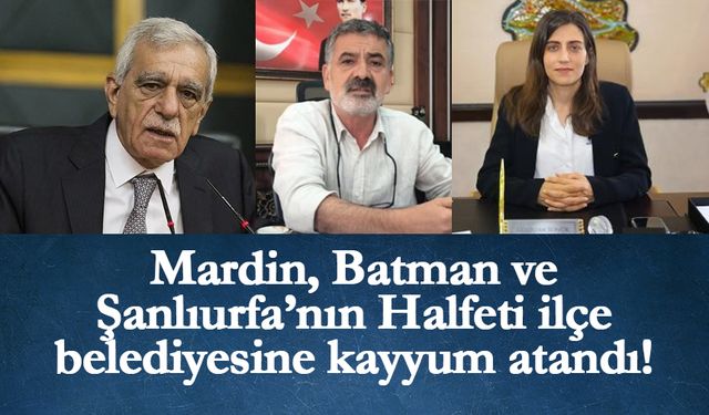 Mardin, Batman ve Şanlıurfa’nın Halfeti ilçe belediyesine kayyum atandı!