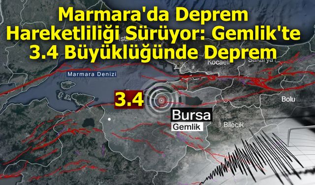 Marmara'da Deprem Hareketliliği Sürüyor: Gemlik'te 3.4 Büyüklüğünde Deprem