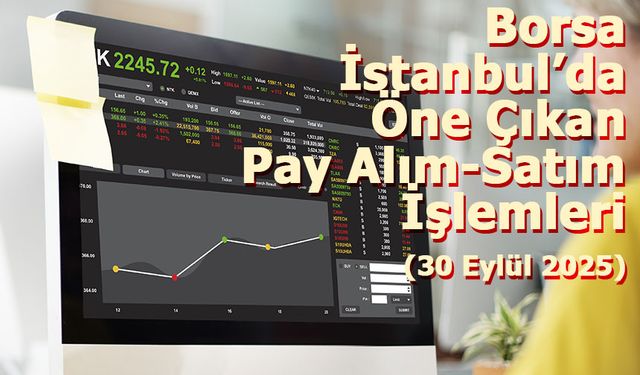 Borsa İstanbul’da Öne Çıkan Pay Alım-Satım İşlemleri – 30 Eylül 2025