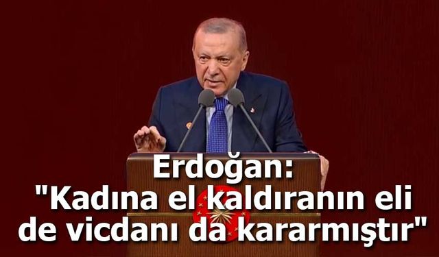 Erdoğan: "Kadına el kaldıranın eli de, vicdanı da kararmıştır"