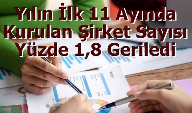 Yılın İlk 11 Ayında Kurulan Şirket Sayısı Yüzde 1,8 Geriledi