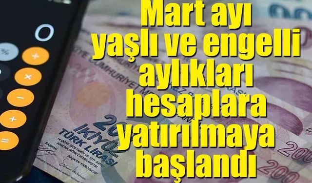 Mart ayı yaşlı ve engelli aylıkları hesaplara yatırılmaya başlandı