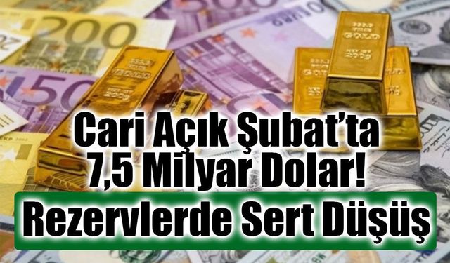 Cari Açık Şubat’ta 7,5 Milyar Dolar: Rezervlerde Sert Düşüş