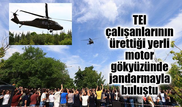 Jandarma T70 helikopterinden motorunun üretildiği TEI'ye selamlama uçuşu