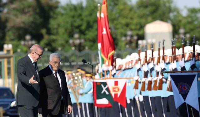 Cumhurbaşkanı Erdoğan, Filistin Devlet Başkanı Abbas'ı törenle karşıladı