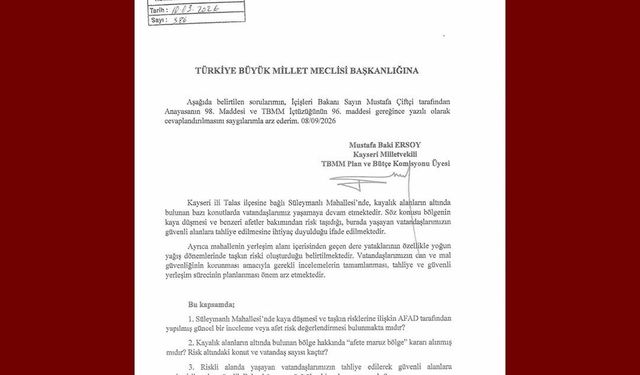 Ersoy, Süleymanlı Mahallesi'ndeki afet riskini meclis gündemine taşıdı