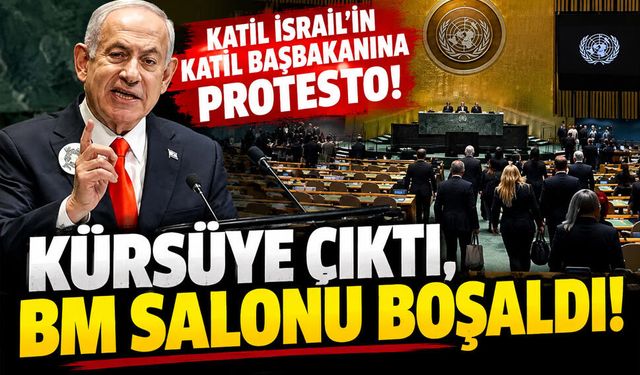 Netanyahu konuşmaya başladı, BM salonu boşaldı! BM'de dikkat çeken protesto