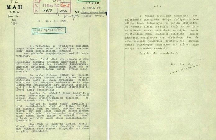MİT’in yayımladığı 1942 tarihli belgede Hitler propagandası detayı