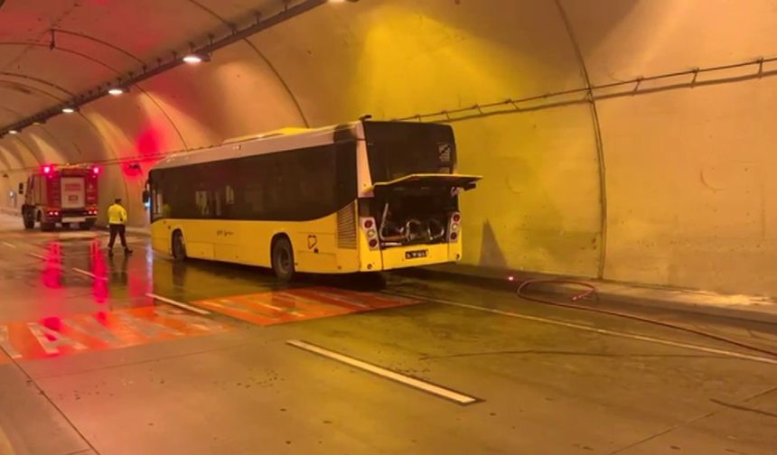 Bomonti Tüneli'nde İETT otobüsünde yangın