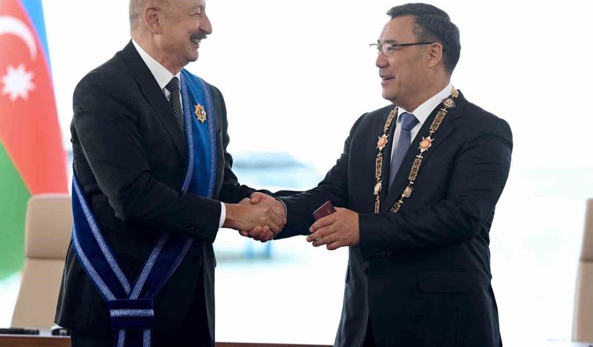 Kırgızistan Cumhurbaşkanı Caparov'dan Aliyev'e birinci derece 'Manas' Nişanı