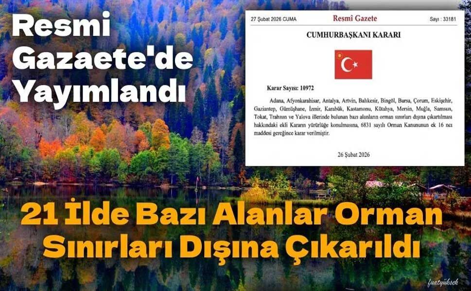 Resmi Gazaete'de Yayımlandı: 21 İlde Bazı Alanlar Orman Sınırları Dışına Çıkarıldı