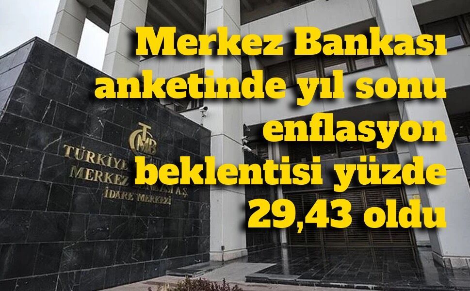 Merkez Bankası anketinde yıl sonu enflasyon beklentisi yüzde 29,43 oldu