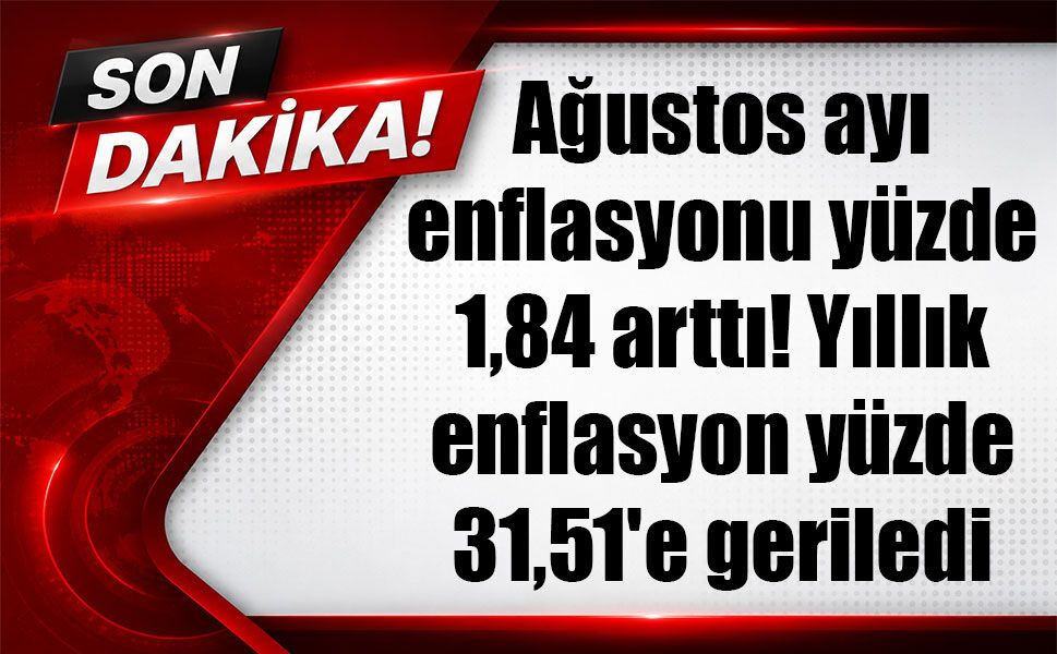 Ağustos ayı enflasyonu yüzde 1,84 arttı! Yıllık enflasyon yüzde 31,51'e geriledi