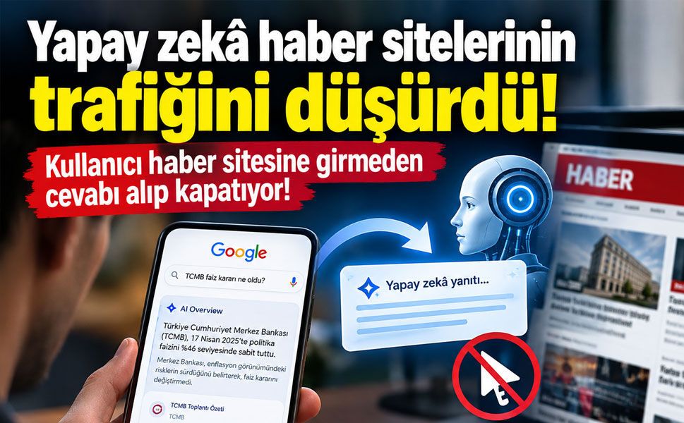 Yapay zekâ haber sitelerinin trafiğini düşürdü! Kullanıcı haber sitesine girmeden cevabı alıp kapatıyor!