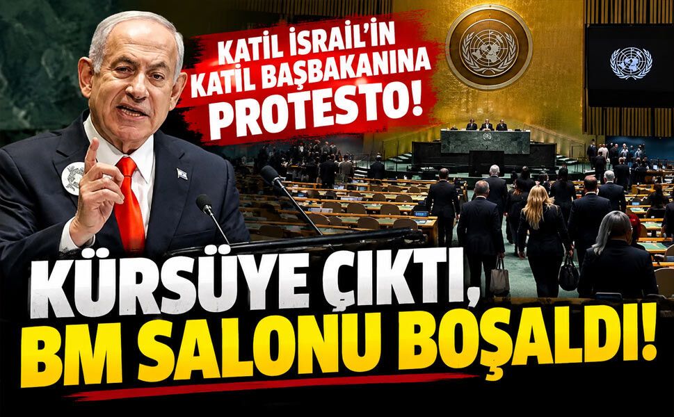 Netanyahu konuşmaya başladı, BM salonu boşaldı! BM'de dikkat çeken protesto