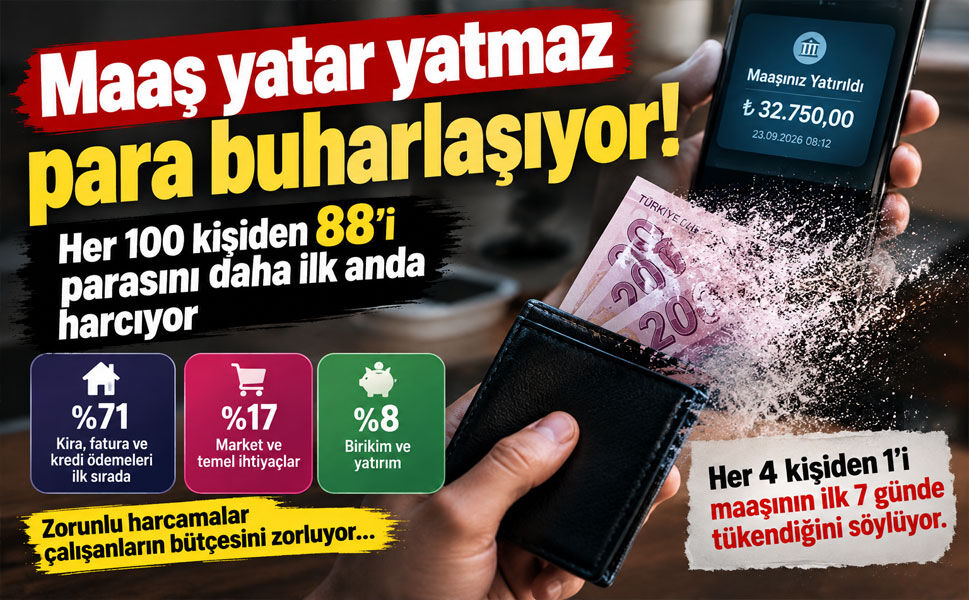 Maaş hesaba yatar yatmaz gidiyor! Çalışanların yüzde 88’inin parası zorunlu harcamalara ayrılıyor